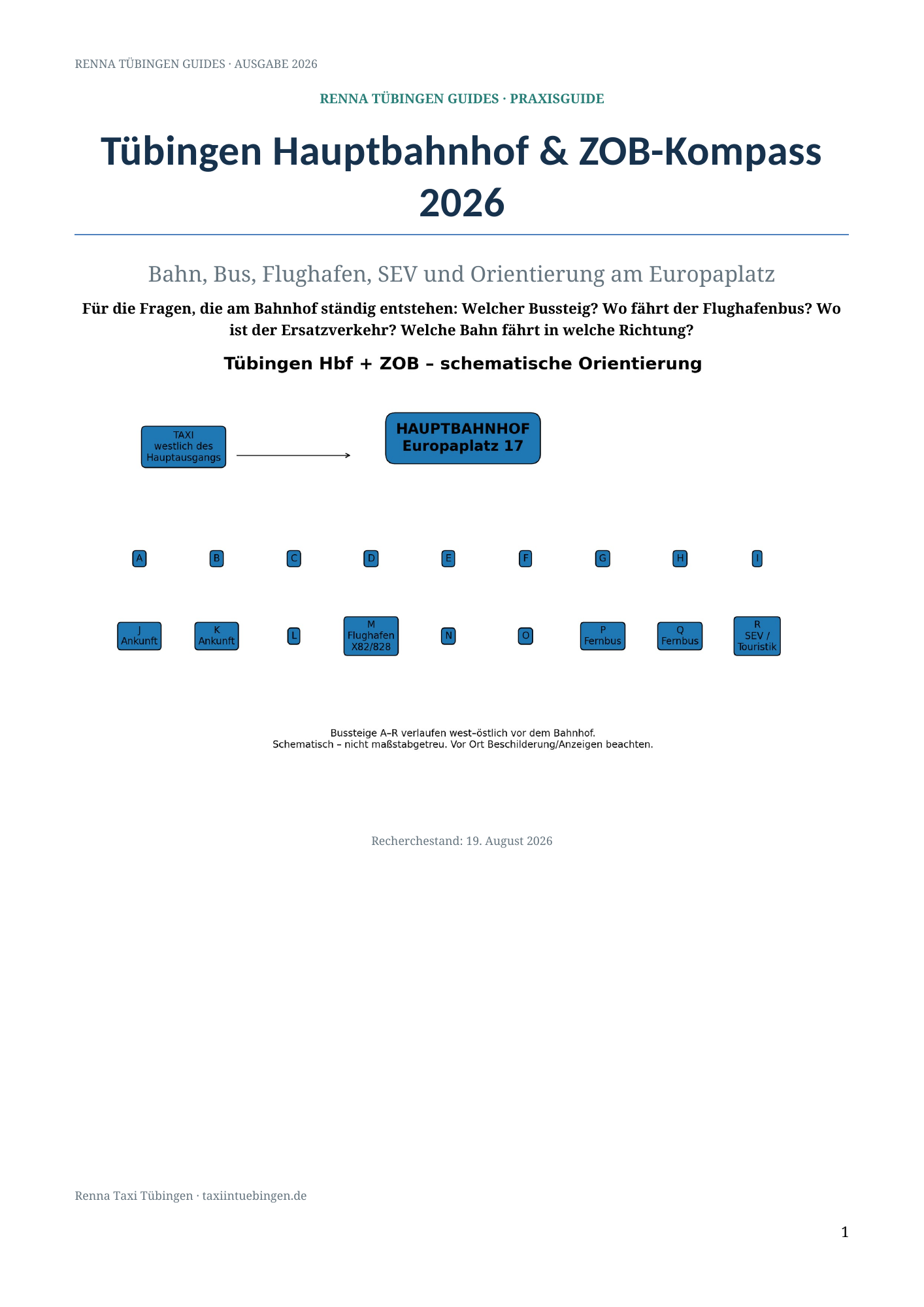 Tübingen Hauptbahnhof und ZOB Kompass 2026